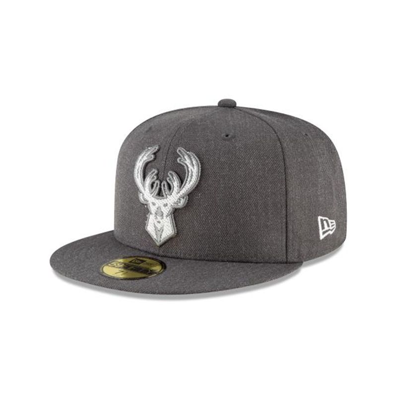 NBA Milwaukee Bucks Terrycloth 59Fifty Fitted (UPS5839) - Grey New Era Caps